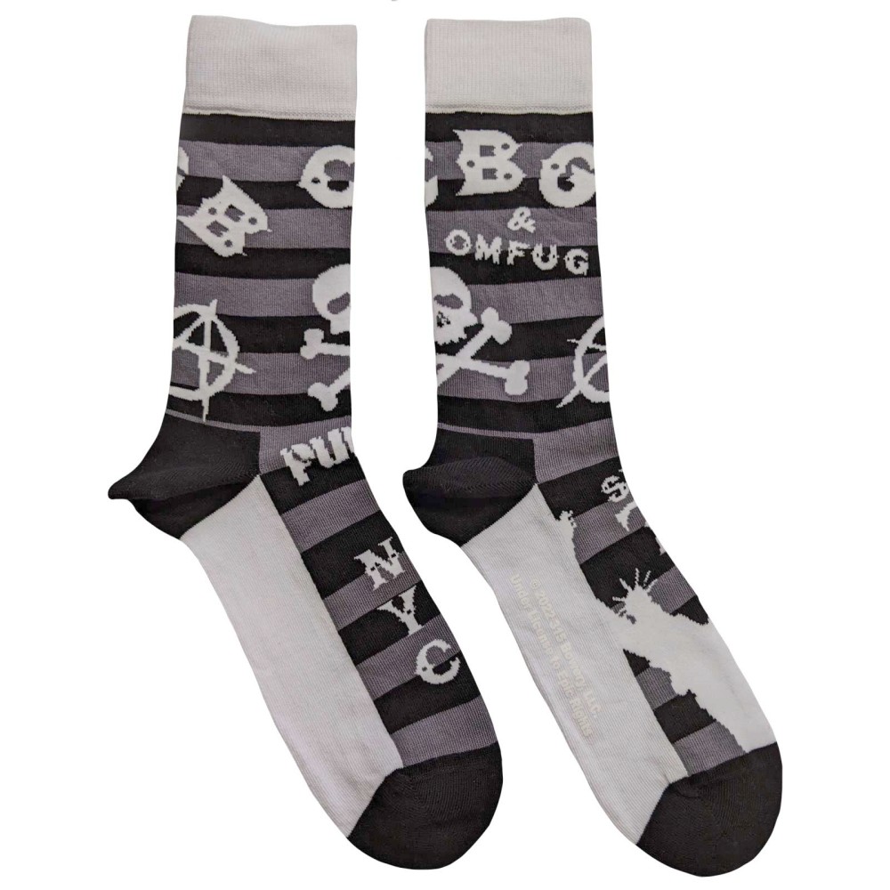 CBGB - Logos Striped Sokken - EU 40-45 - Grijs/Zwart